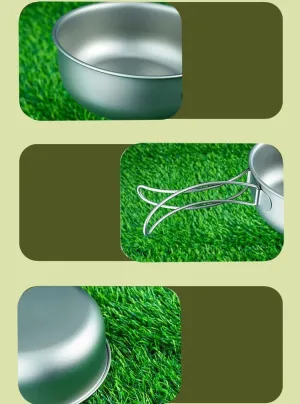 2PCS Outdoor Pure Titanium Frying Pan 700ML Portable Tableware for Home Camping