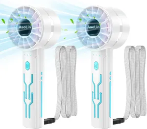 2PCS Portable High-Speed Mini Handheld Fan, USB Rechargeable Neck Personal Mini Fan(7000 Rpm High-Speed Motor, Lasts 4-16 Hours) 4-Speed Powerful Wind Fans For Summer Outdoor Traveling, Gifts For Kids