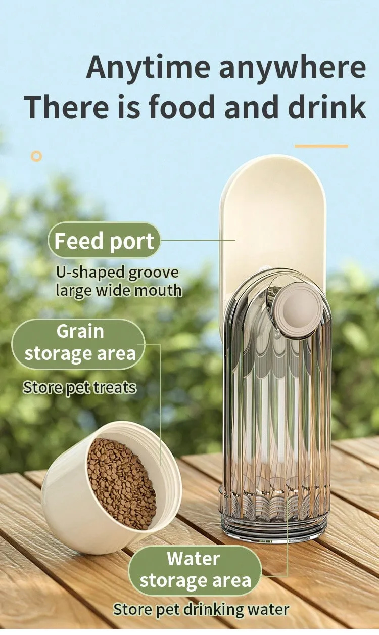 3-in-1 Portable Water Bottle – Leak-Proof Food & Water Dispenser for Dogs & Cats