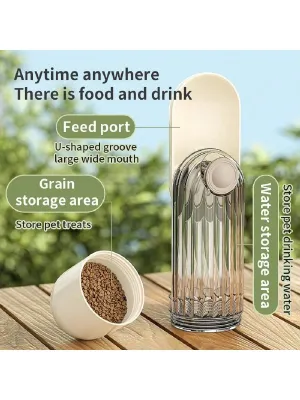 3-in-1 Portable Water Bottle – Leak-Proof Food & Water Dispenser for Dogs & Cats