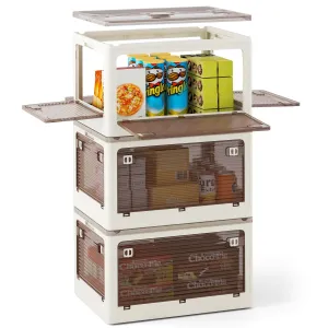 3-Pack Stackable Collapsible Plastic Container Storage Bins with Lids-White