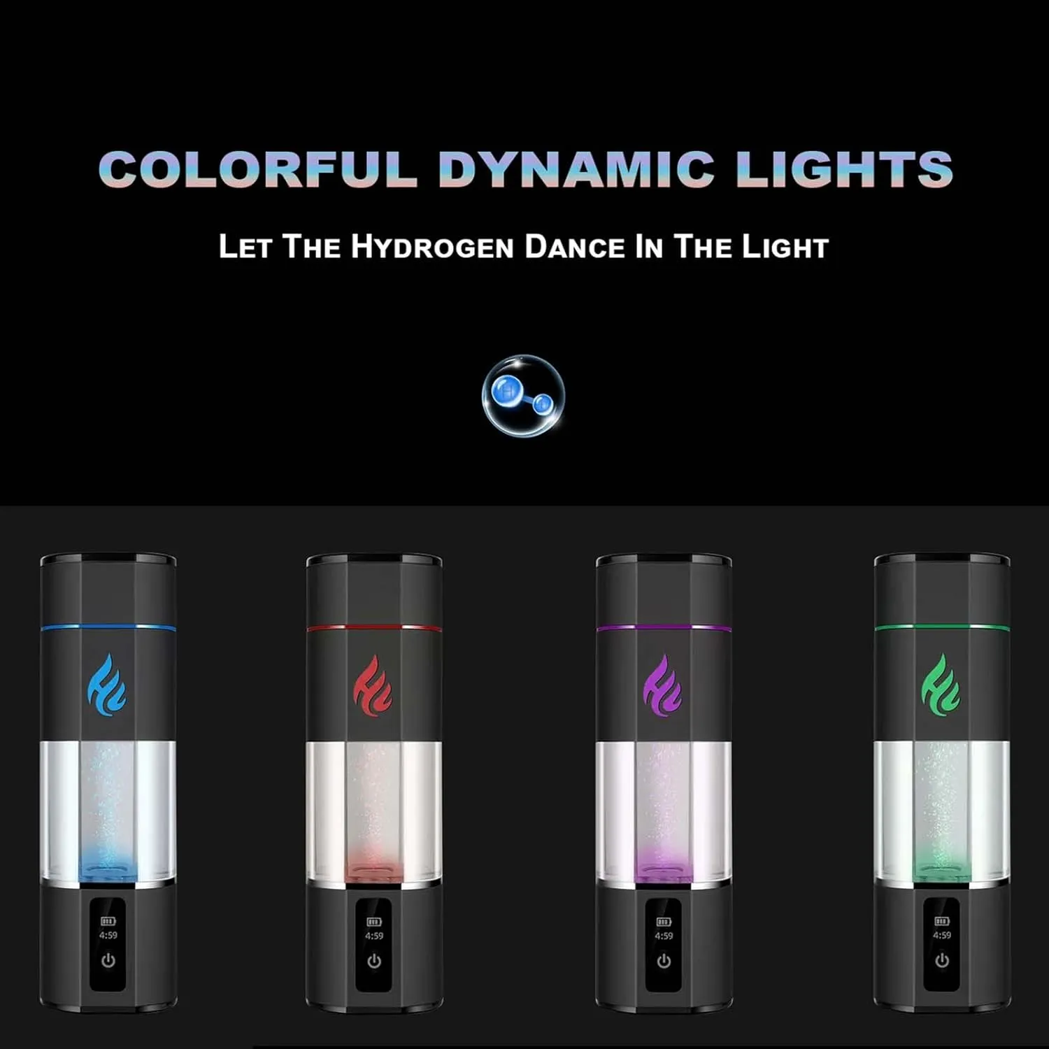 300ML Portable Hydrogen Rich Water Cup, Hydrogen Generator Water Filter, USB Charging Electrolyte Water Cup, 5000PPB High Concentration Health Bottle