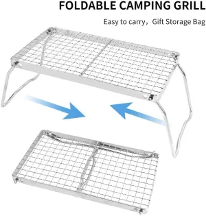 304 Stainless Steel Portable Foldable BBQ Grill for Camping, Picnics, and Fishing - Compact and Durable Outdoor Cooking Equipmen ﻿