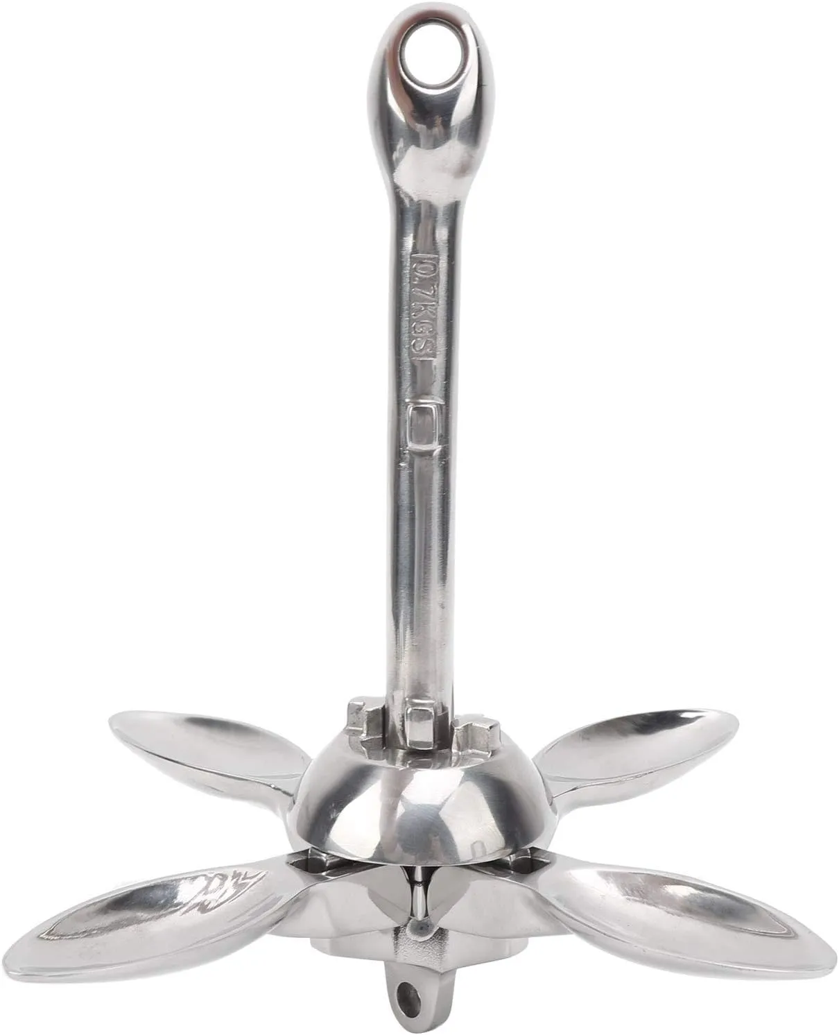 316 Stainless Steel Foldable Grapnel Anchor for Fishing Boat Rubber Dinghy Canoe Yacht, Heavy Duty and Durably, to Install and Use, with Umbrella Structure for Storage