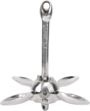 316 Stainless Steel Foldable Grapnel Anchor for Fishing Boat Rubber Dinghy Canoe Yacht, Heavy Duty and Durably, to Install and Use, with Umbrella Structure for Storage
