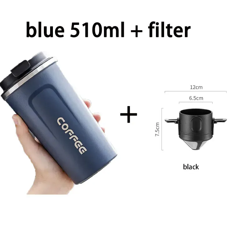 380ml/510ml Coffee Filter Portable Reusable Double Layer Stainless Steel Coffee Cup Coffee Dripper Cup Set Coffee Appliances