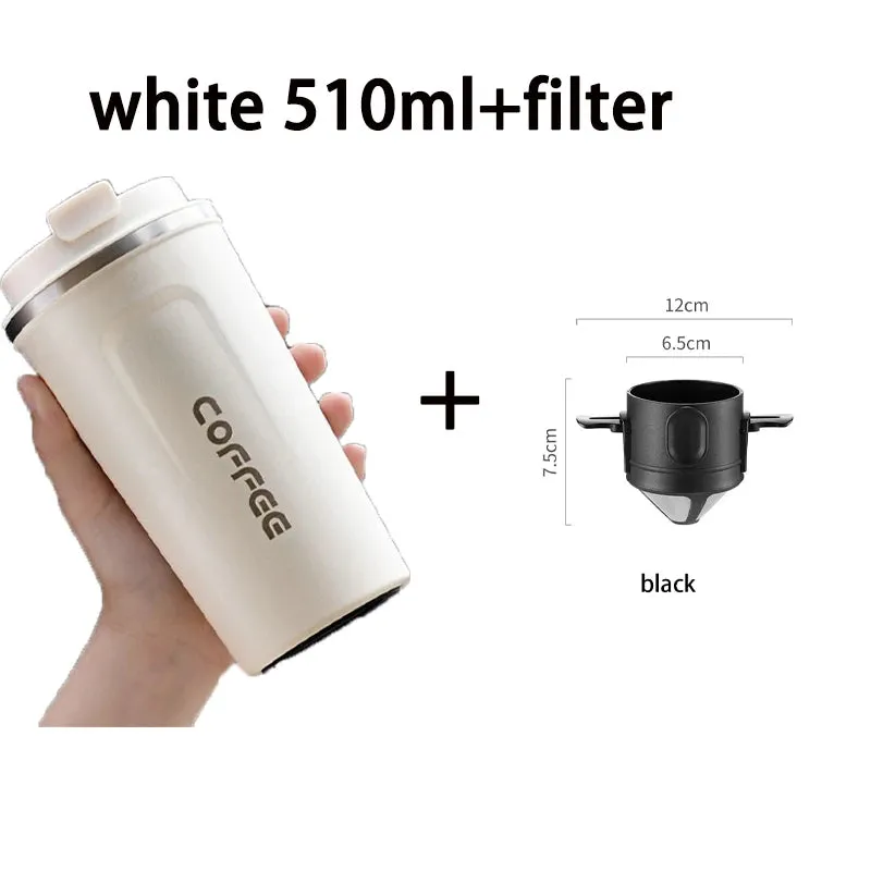 380ml/510ml Coffee Filter Portable Reusable Double Layer Stainless Steel Coffee Cup Coffee Dripper Cup Set Coffee Appliances