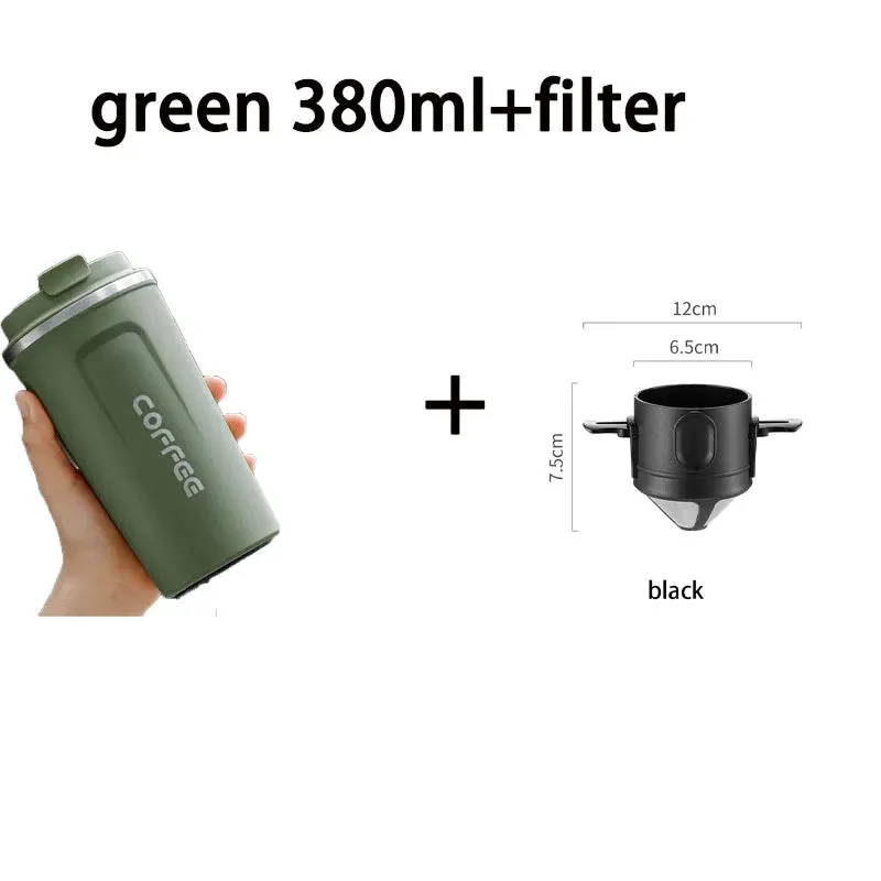 380ml/510ml Coffee Filter Portable Reusable Double Layer Stainless Steel Coffee Cup Coffee Dripper Cup Set Coffee Appliances