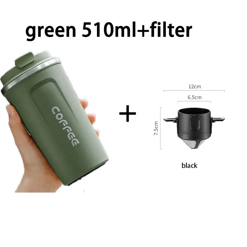 380ml/510ml Coffee Filter Portable Reusable Double Layer Stainless Steel Coffee Cup Coffee Dripper Cup Set Coffee Appliances