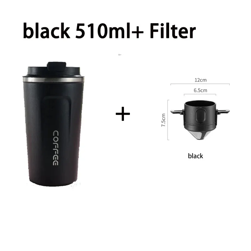 380ml/510ml Coffee Filter Portable Reusable Double Layer Stainless Steel Coffee Cup Coffee Dripper Cup Set Coffee Appliances