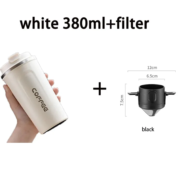 380ml/510ml Coffee Filter Portable Reusable Double Layer Stainless Steel Coffee Cup Coffee Dripper Cup Set Coffee Appliances