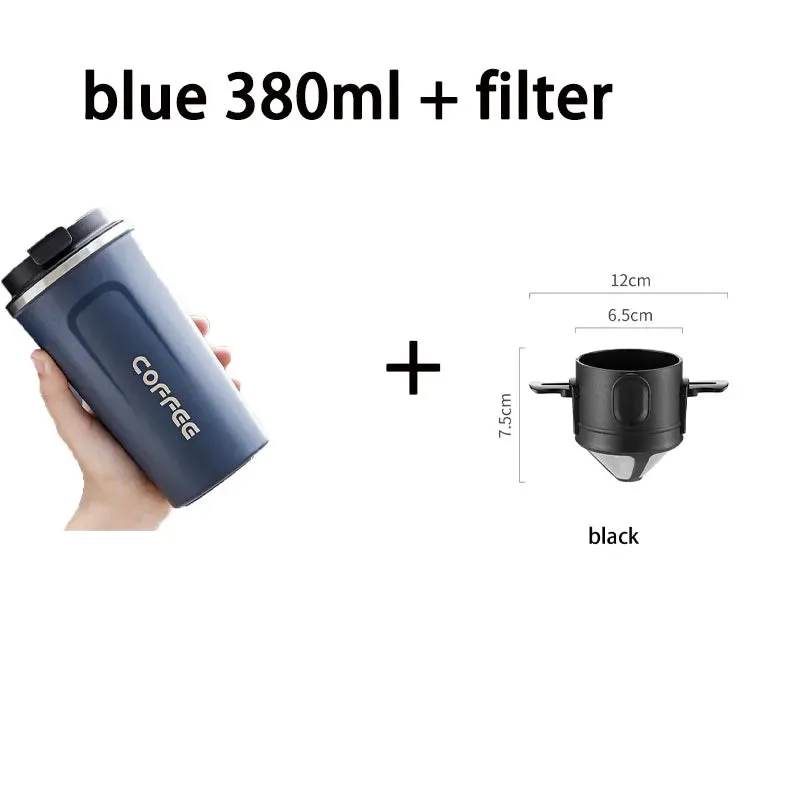 380ml/510ml Coffee Filter Portable Reusable Double Layer Stainless Steel Coffee Cup Coffee Dripper Cup Set Coffee Appliances