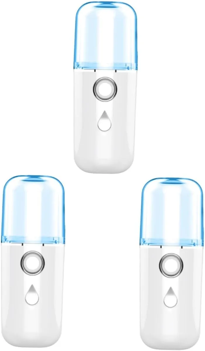 3pcs USB Rechargeable Mini Handheld Beauty Instrument Portable Face Humidifier Fast Lightweight Design for Skin Hydration White Random Style