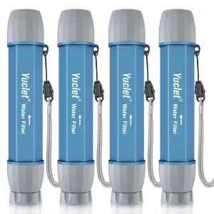 4 Pack Water Filter Straw, Portable Personal Water Filtration System, Water Purifier Survival, Emergency Preparedness for Camping Hiking Drinking Travel Hunting and Family Outing
