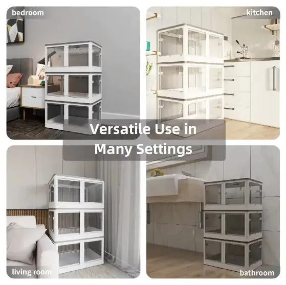 4 Packs Of Clear Stackable Storage Bins