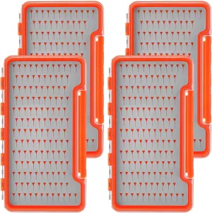 4 Pcs Fly Boxes for Fly Fishing Waterproof Silicone Flies Fishing Box Tackle 134 Flies Trays Portable Pocket Storage Size 7.36 x 0.63 x 4.02 Inches (Gray)