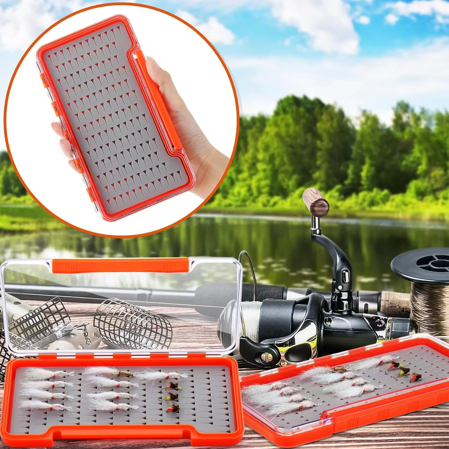 4 Pcs Fly Boxes for Fly Fishing Waterproof Silicone Flies Fishing Box Tackle 134 Flies Trays Portable Pocket Storage Size 7.36 x 0.63 x 4.02 Inches (Gray)