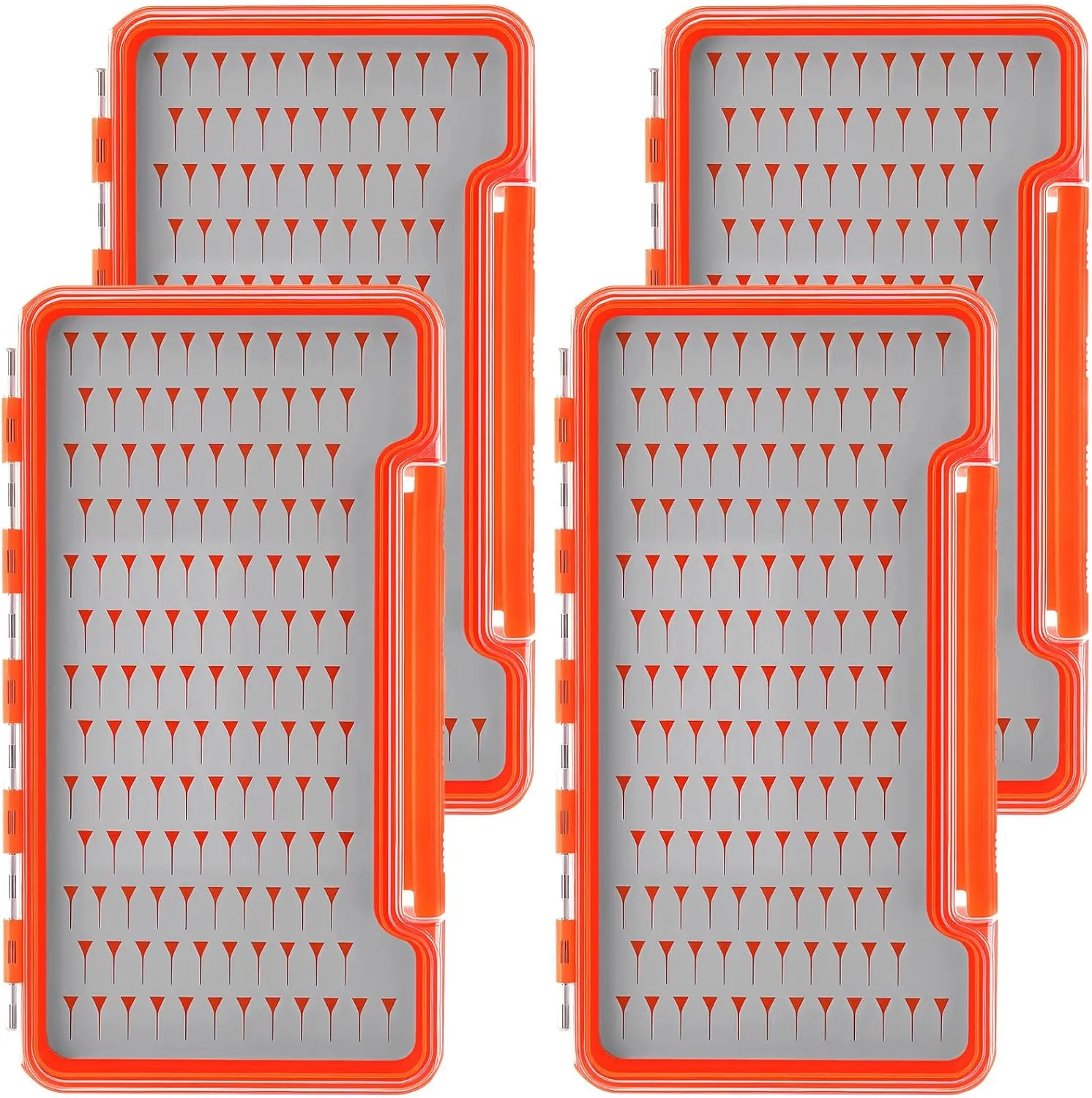 4 Pcs Fly Boxes for Fly Fishing Waterproof Silicone Flies Fishing Box Tackle 134 Flies Trays Portable Pocket Storage Size 7.36 x 0.63 x 4.02 Inches (Gray)