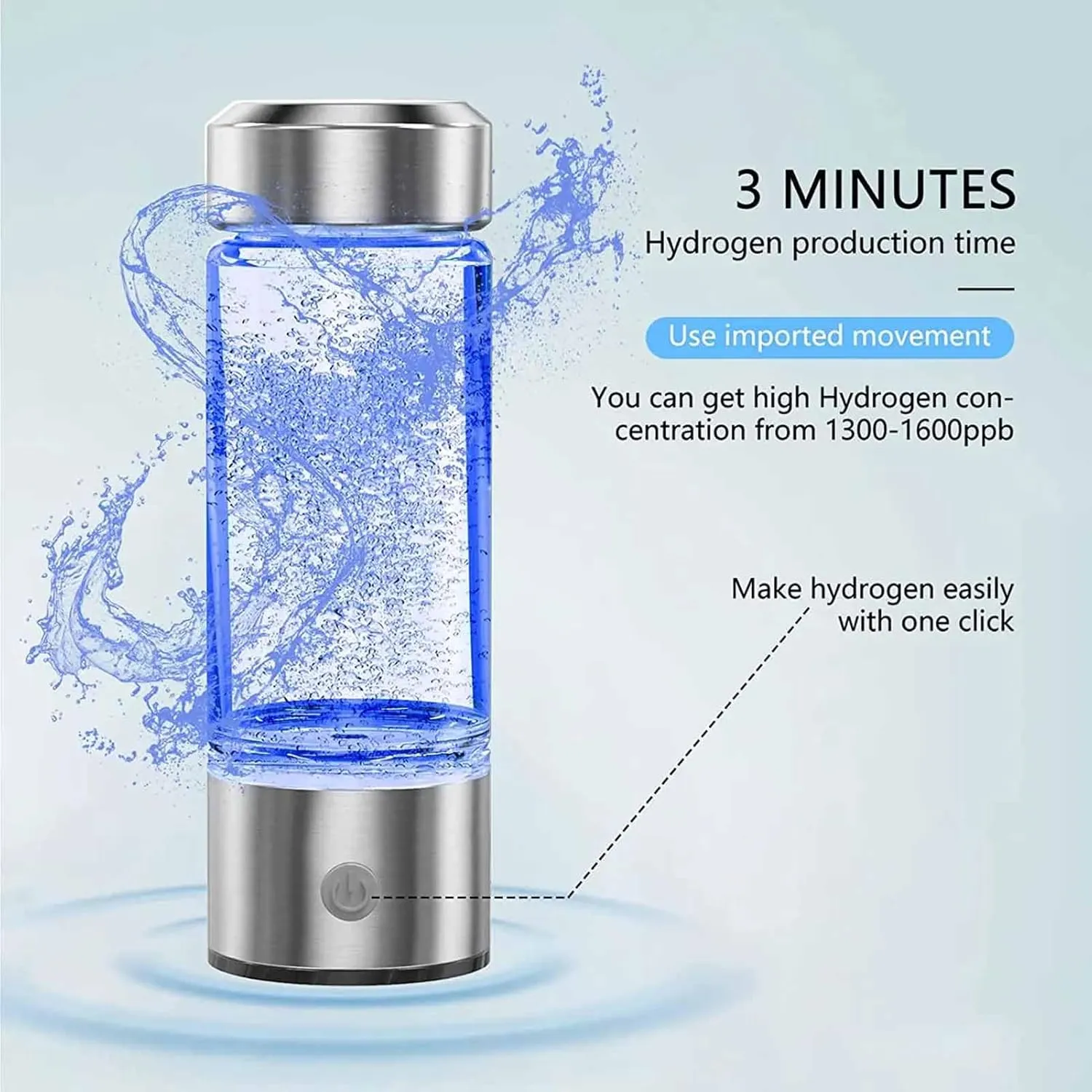 420ml Hydrogen-Rich Water Cup, Electric Hydrogen Rich Water Generator Bottle, Filter Portable Antioxidant Lonizer, USB H2 Healthy Smart Cup