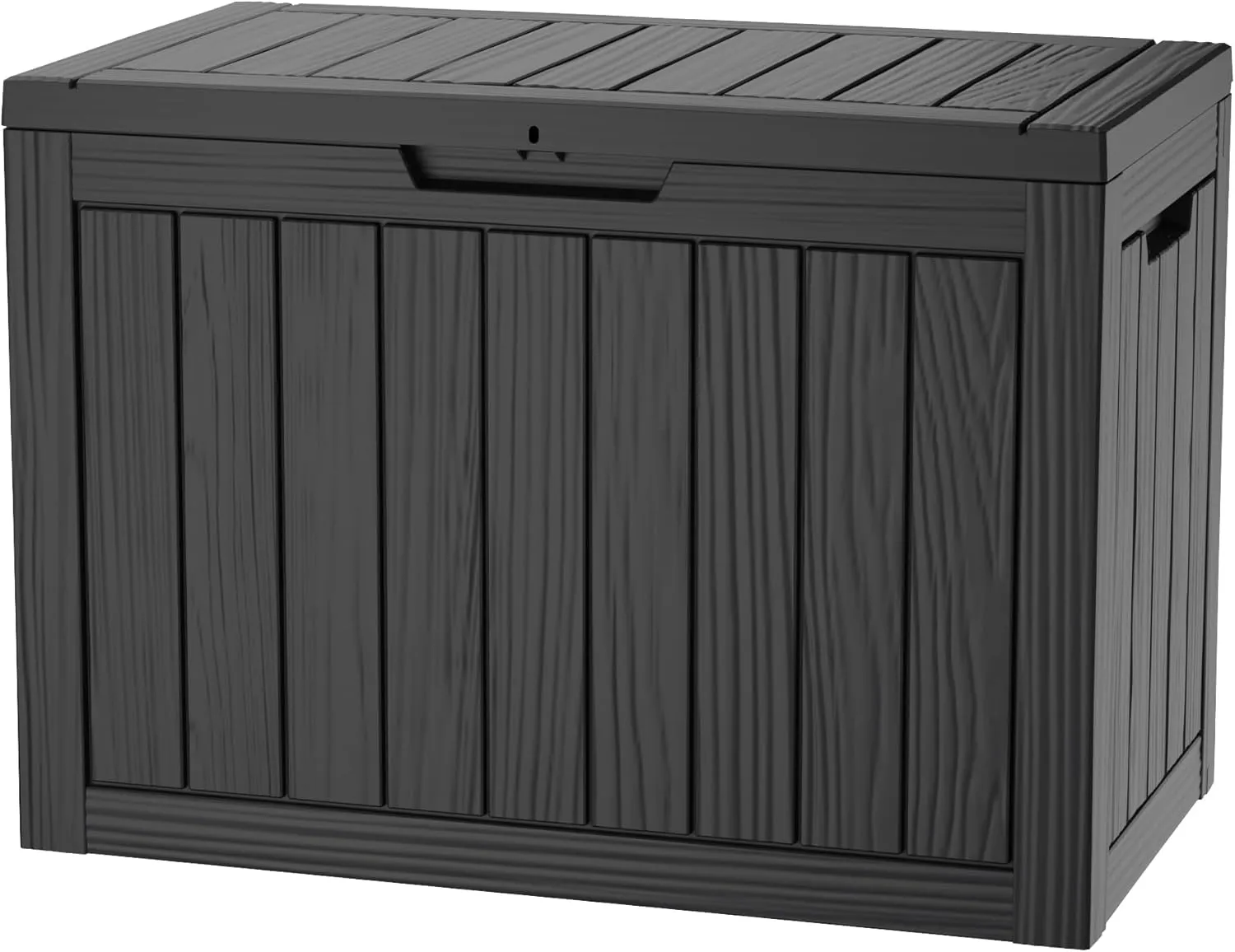 45 Gallon Lockable Resin Deck Box, Waterproof & UV-Resistant Outdoor Storage Box for Outdoor Cushion Storage, Garden Tools & Pool Accessories Storage, Black