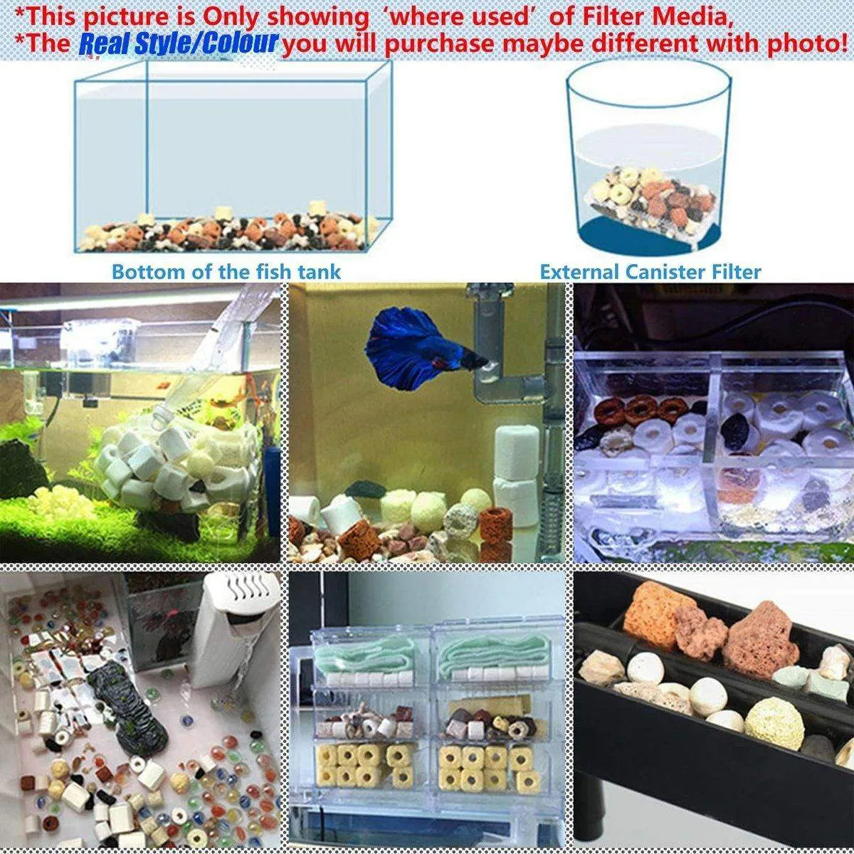 500g Fish Tank Water Filter Media Aquarium Filtration Material Sponge Pad