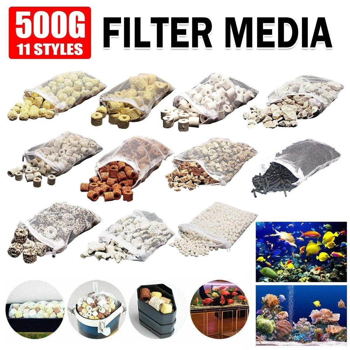 500g Fish Tank Water Filter Media Aquarium Filtration Material Sponge Pad