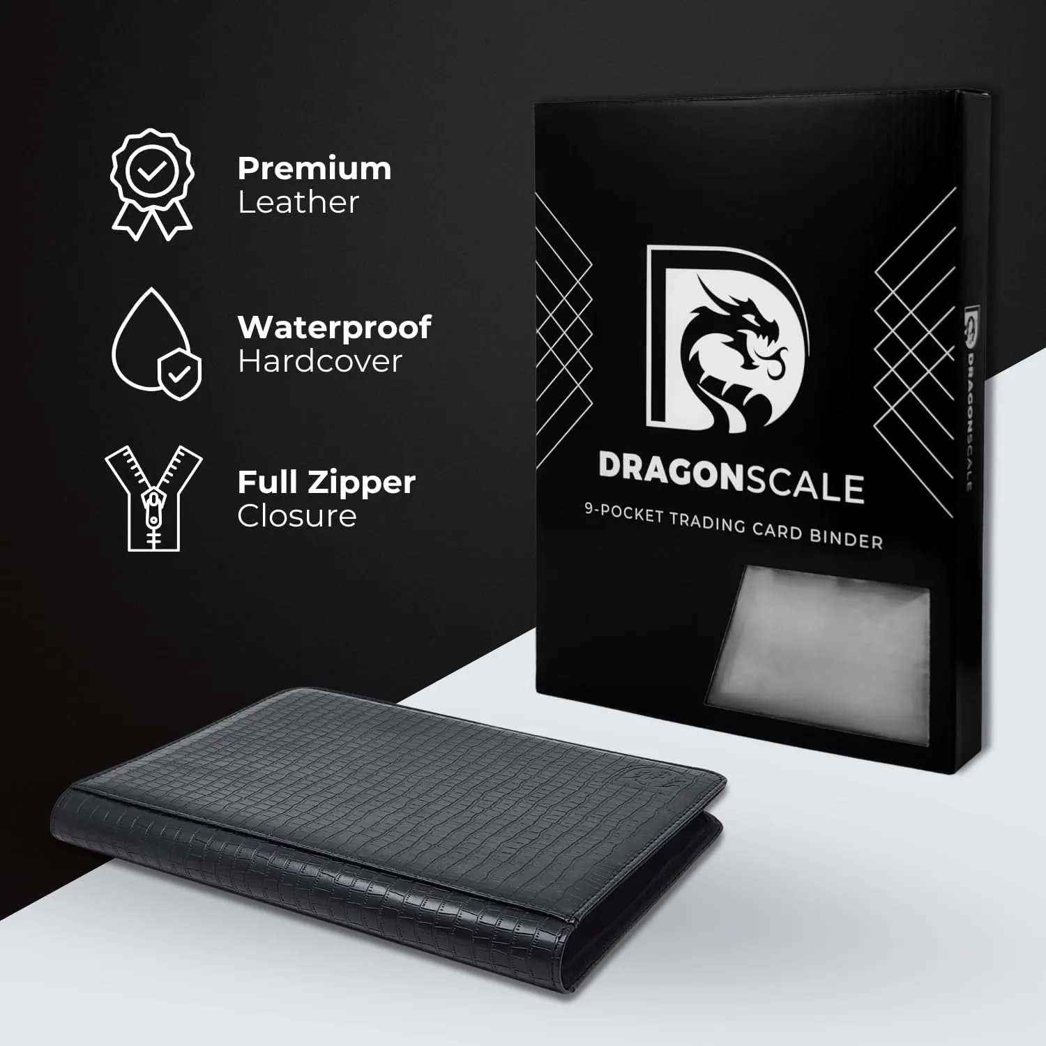540 Pockets Trading Card Binder, 30 Double Sided Pages, 9 Pockets Per Page, Premium Sleeves Protect and Display Sports Cards, Game Cards - Onyx Black