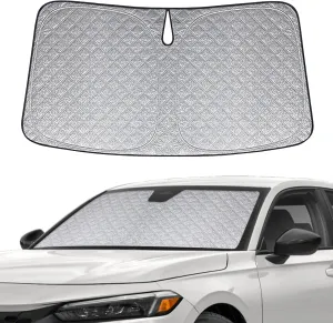 6 Layers Custom Fit Windshield Sun Shade for 2022-2025 Honda Civic, Foldable Car Sunshade with Storage Bag, Heat Reflective & UV Protection