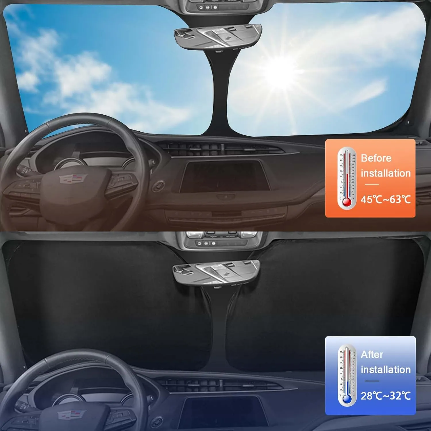 6 Layers Custom Fit Windshield Sun Shade for 2022-2025 Honda Civic, Foldable Car Sunshade with Storage Bag, Heat Reflective & UV Protection