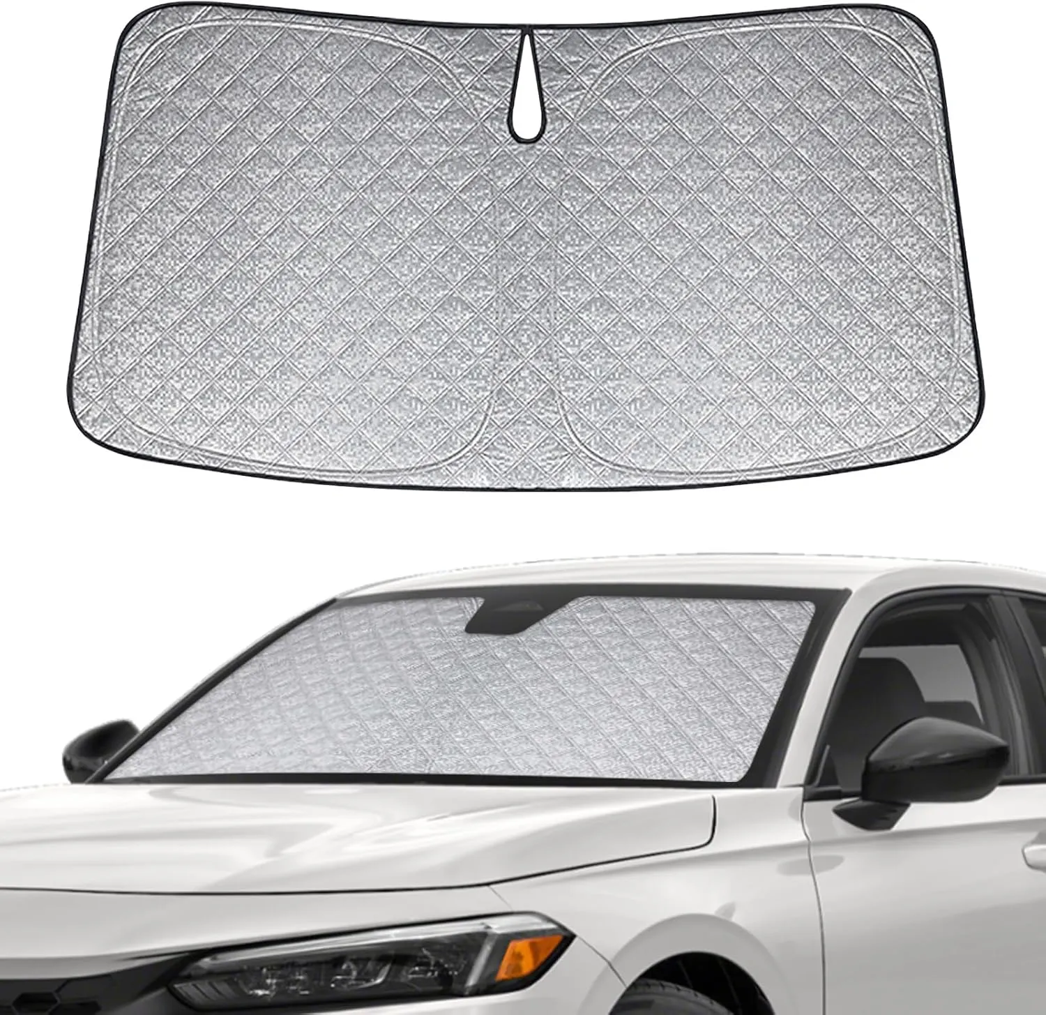 6 Layers Custom Fit Windshield Sun Shade for 2022-2025 Honda Civic, Foldable Car Sunshade with Storage Bag, Heat Reflective & UV Protection