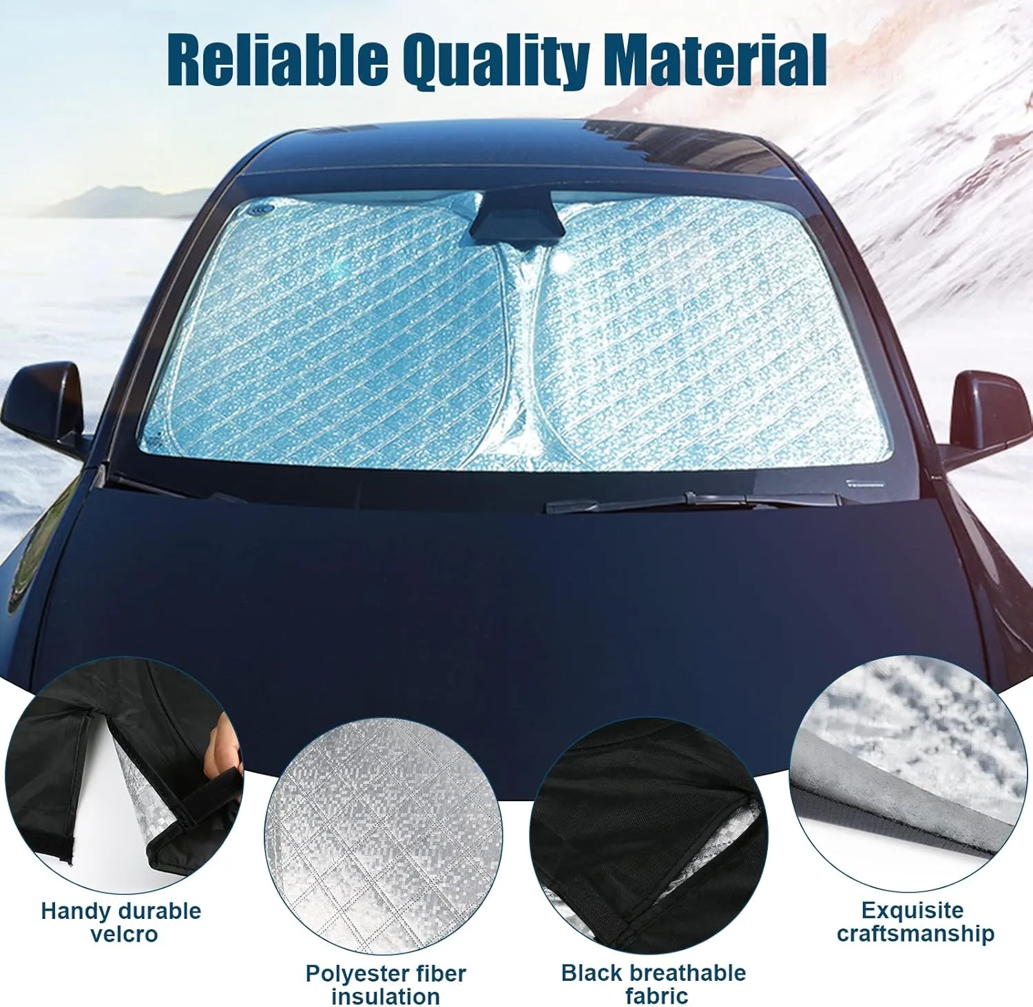 6 Layers Windshield Sun Shades Compatible with 2019-2024 Ford Ranger XL/XLT/Lariat, Foldable Car Sunshade with Storage Bag, Heat Reflective & UV Protection