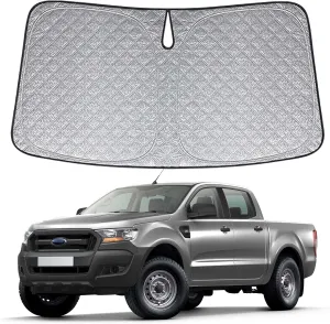 6 Layers Windshield Sun Shades Compatible with 2019-2024 Ford Ranger XL/XLT/Lariat, Foldable Car Sunshade with Storage Bag, Heat Reflective & UV Protection