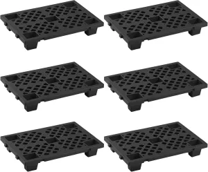 6 Pcs Plastic Pallets, Lightweight Waterproof Floor Pallet, Interlocking Storage Pad with Breathable Grids, Applicable to Indoor and Outdoor, Garages, Kitchen and Basement