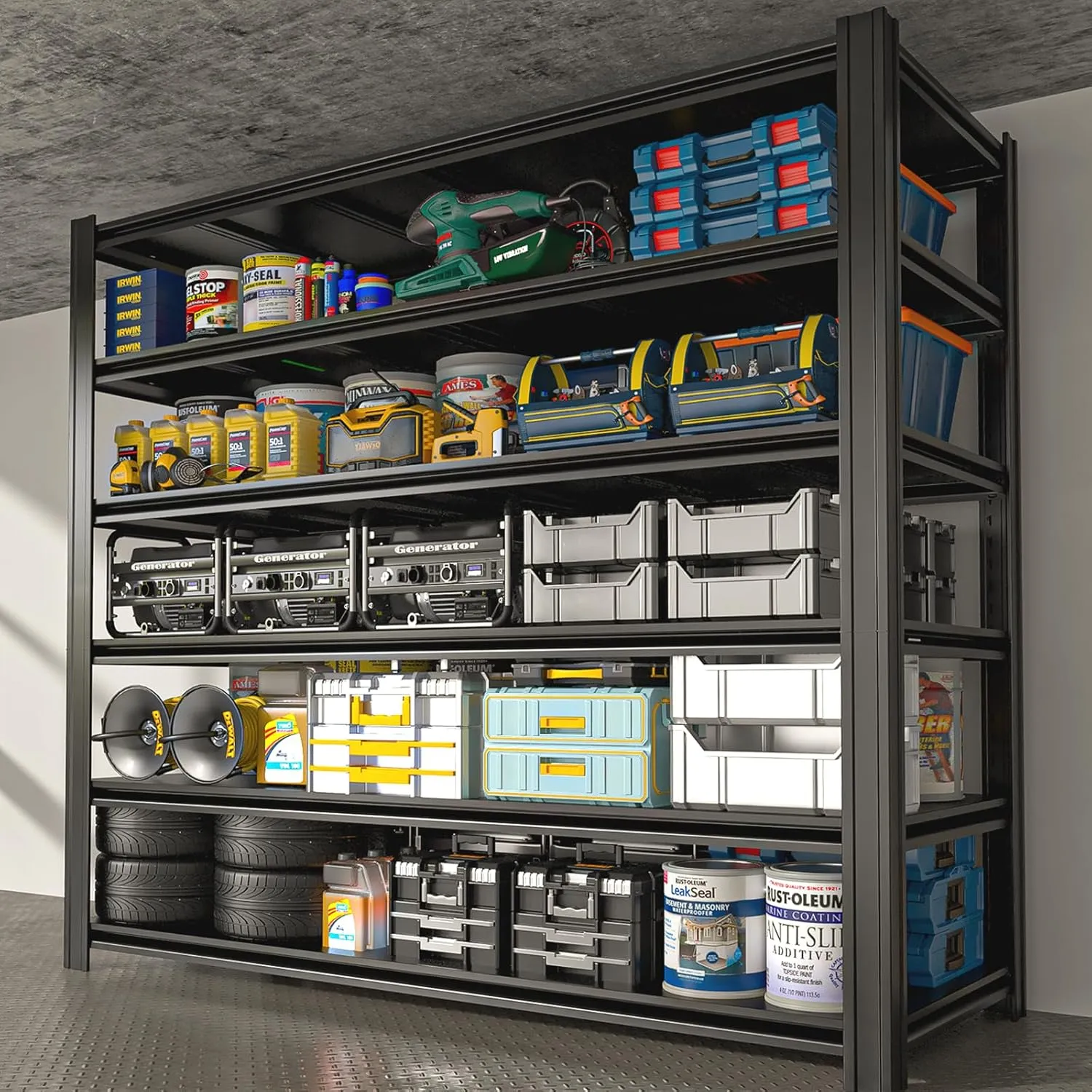 6-Tier 55" W x 24" D x 84" H Garage Shelving 3500LBS Storage Shelves Heavy Duty Metal Shelf Unit Adjustable Basement Industrial Storage Racks (6T-84 * 55 * 24)