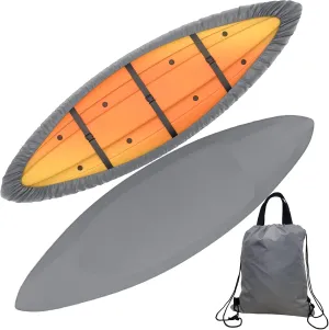 600D Kayak Cover, 9.3-10.5ft Waterproof Kayak Covers for Outdoor Storage, Heavy Duty UV Resistant Canoe Storage Dust Cover, Great for Indoor & Outdoor, Gray