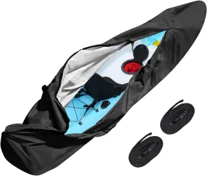 600D Kayak Cover with Zipper, Waterproof UV-Proof Fade and Tear Resistant Trailerable 2 Handles Canoe Cover for Indoor/Outdoor Storage (16 ft Long and Width up to 36 inch)