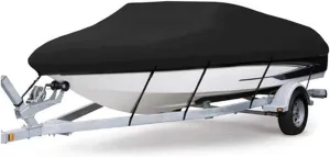 600D oxford cloth Boat Covers, Fits V-Hull, Runabout Boat Cover-Waterproof Trailerable Anti-UV, All Weather Protection Cover. (17-19ft)