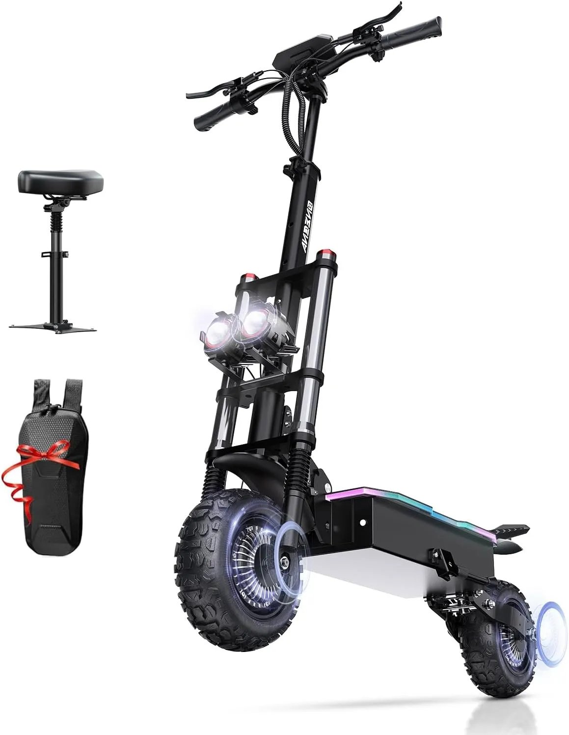 60V 33Ah Electric Scooter Adults: 5600W Dual Moter for Urban Commuters with Foldable Function, Supplied Seats and Front Bag, All-Terrain Scooters
