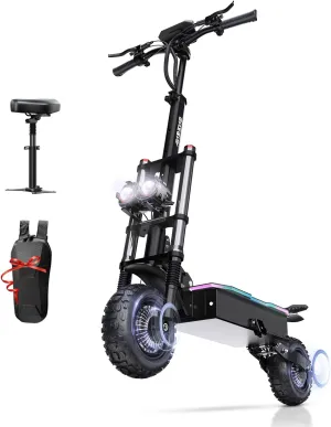 60V 33Ah Electric Scooter Adults: 5600W Dual Moter for Urban Commuters with Foldable Function, Supplied Seats and Front Bag, All-Terrain Scooters