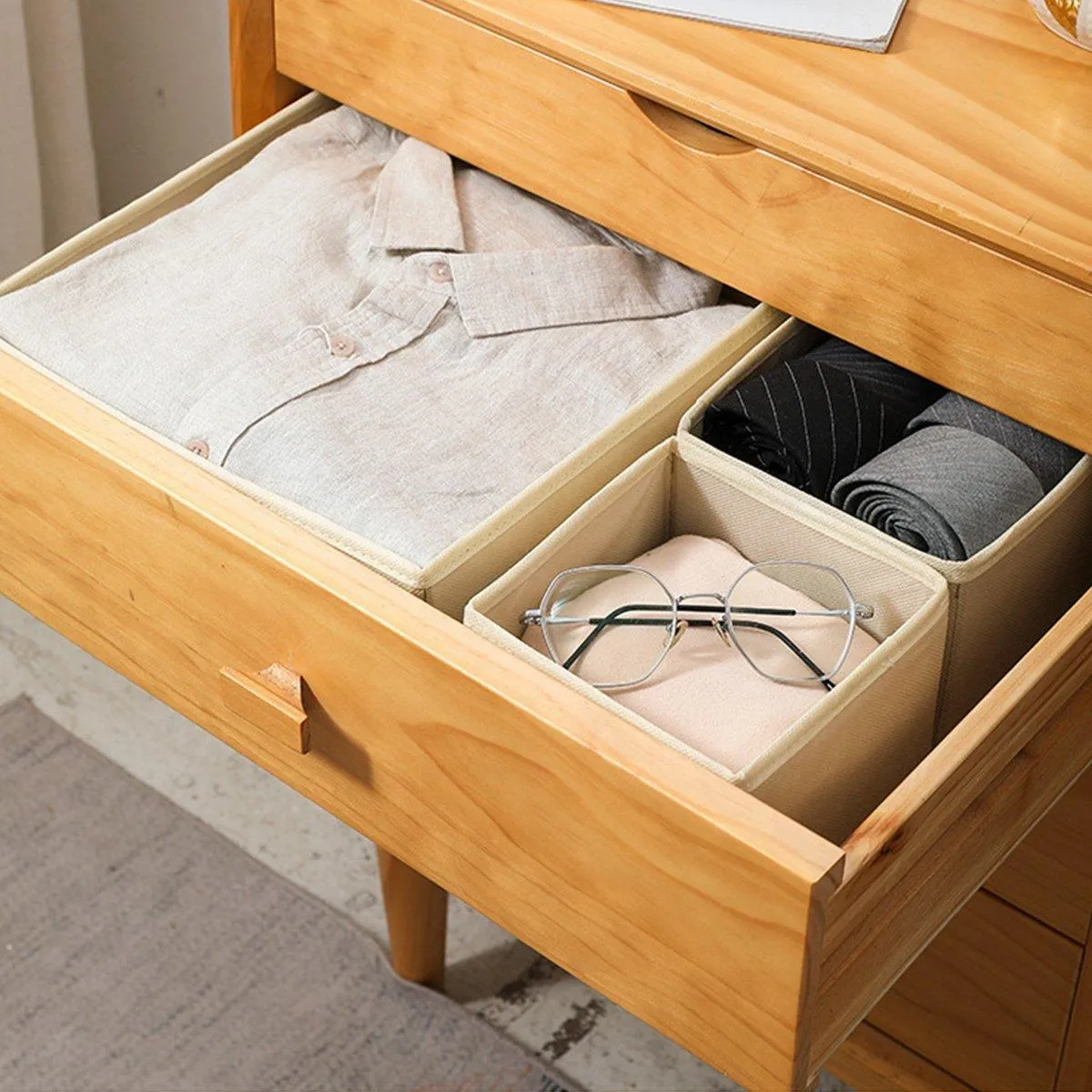 6Piece Set Foldable Non-woven Underwear Bra Socks Storage Box Drawer Organizer