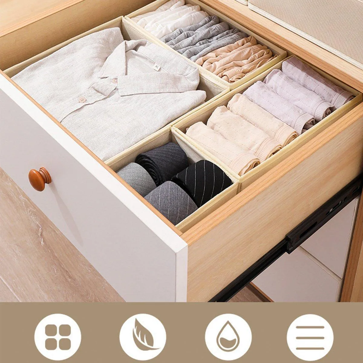 6Piece Set Foldable Non-woven Underwear Bra Socks Storage Box Drawer Organizer