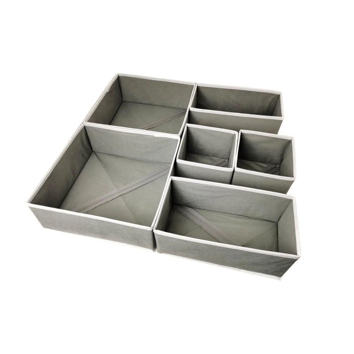 6Piece Set Foldable Non-woven Underwear Bra Socks Storage Box Drawer Organizer
