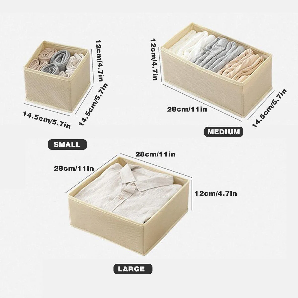 6Piece Set Foldable Non-woven Underwear Bra Socks Storage Box Drawer Organizer
