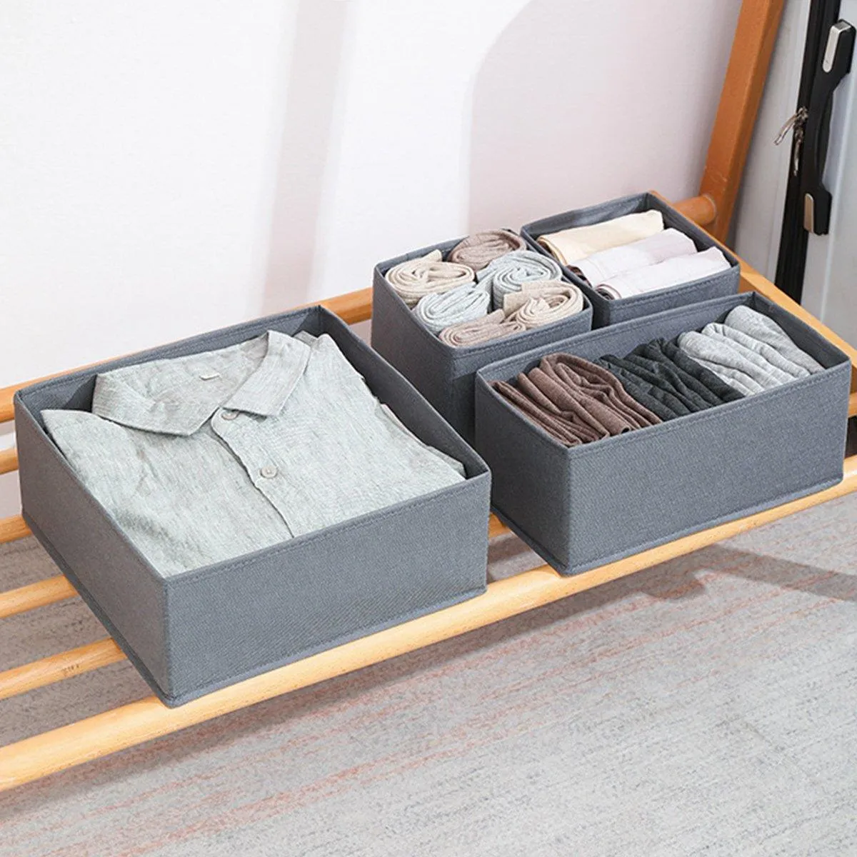6Piece Set Foldable Non-woven Underwear Bra Socks Storage Box Drawer Organizer