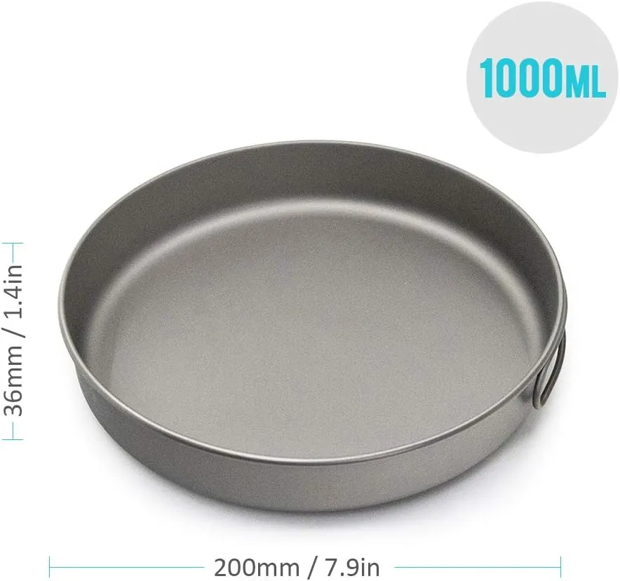 750ml Frypan with Foldable Handle Outdoor Camping Hiking Picnic Cooking Frying Pan
