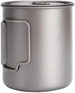 750ML Outdoor Titanium Water Cup Travel Camping Can Boil Water Folding Handle Water Cup Coffee Cup