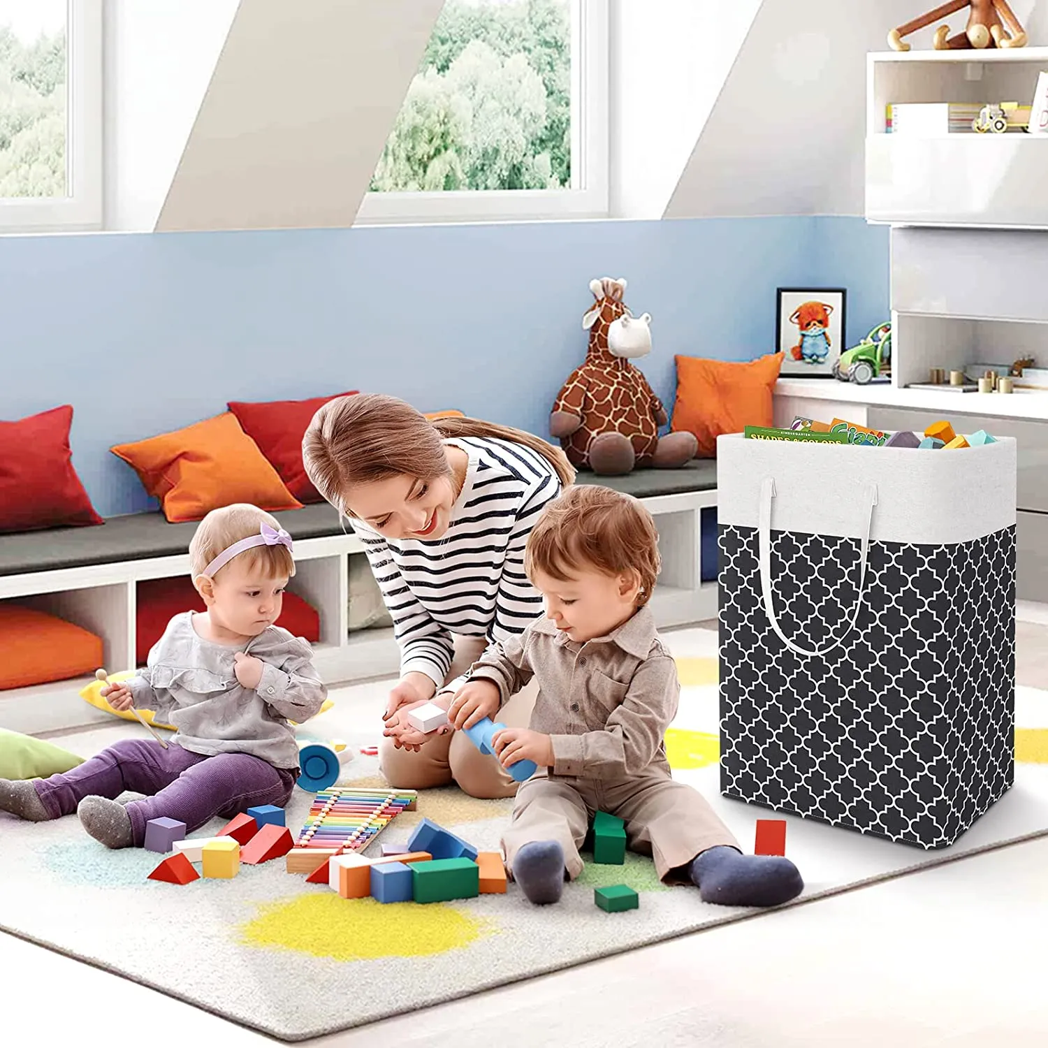 75L Laundry Basket Hamper Large Collapsible Laundry Hamper with Easy Carry Handles，Freestanding Clothes Hampers for Laundry, Bedroom, Dorm, Clothes, Towels, Toys