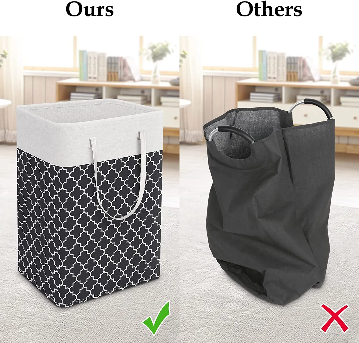 75L Laundry Basket Hamper Large Collapsible Laundry Hamper with Easy Carry Handles，Freestanding Clothes Hampers for Laundry, Bedroom, Dorm, Clothes, Towels, Toys
