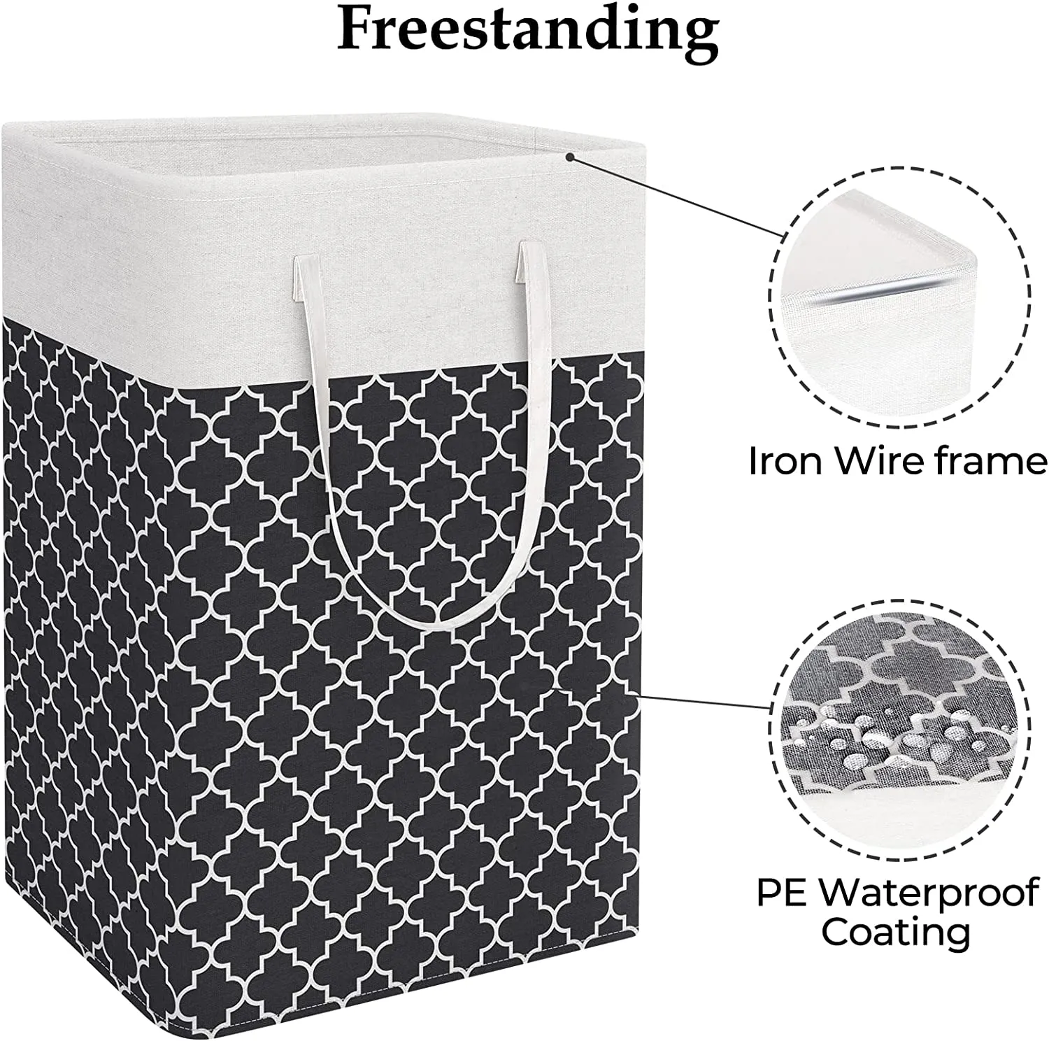 75L Laundry Basket Hamper Large Collapsible Laundry Hamper with Easy Carry Handles，Freestanding Clothes Hampers for Laundry, Bedroom, Dorm, Clothes, Towels, Toys