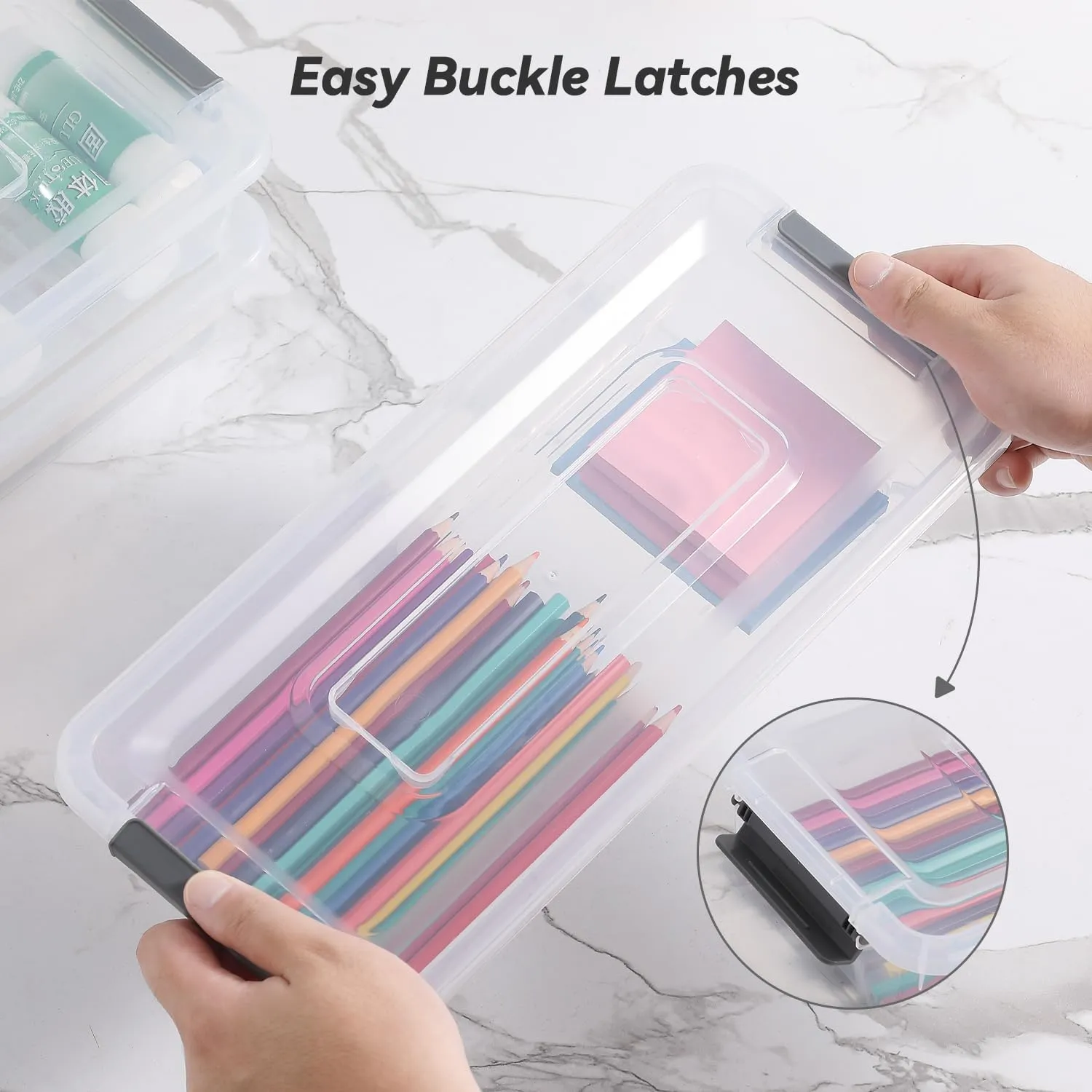 8 Pack 4QT Clear Plastic Storage Bins with Lids Stackable Storage Box for Crafts, Supplies Plastic Container Bins for Organizing (Small 8Pack)